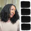 Afro Kinkys Bulk Human Hair 16 Inch 4 Bundles Black Afro Kinky-Curly Human Hair Bulk for Twist, Dreadlock Extensions Micro Loc Repair Twist Braids 4C Curly for Mini Twist