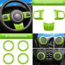 E-cowlboy 18 PCS Full Set Interior Decoration Trim Kit Steering Wheel Center Console Door Handle Air Conditioning Vent Cup Holder Gear Cover Trim for Jeep Wrangler JK JKU 2011-2018 4-Door (Green)