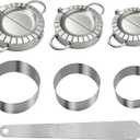 3-in-1 Stainless Steel Dumpling Maker Set - Professional Dumpling Press & Empanada Mold with Dough Cutters (3", 3.4", 3.8") | Includes Stuffing Scoop | Dishwasher Safe (small)