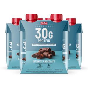 SlimFast Essentials 30g Protein Shake Chocolate, Protein Shakes Ready to Drink, Muscle Support, 1g Sugar, 25 Vitamins and Minerals, 3g Net Carbs, Ultimate Chocolate, 12 Count (EXP 04/05/27)