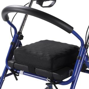Rollator Seat Cushion for Seniors, 12x12x3.5 in Walker Seat Cushion w/Non-Slip Bottom & Breathable Mesh Cover, Comfort Egg-Crate Cushion for Rollators/Walkers, Rollator Seats Pad with Secure Straps
