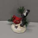 winemana Christmas Tabletop Decorations, LED Lights Cardinal Resin Ornament, Lighted Red Bird on Snowy Pine Tree Holiday Decor for Indoor Home Table Desk Kitchen Room Xmas Party