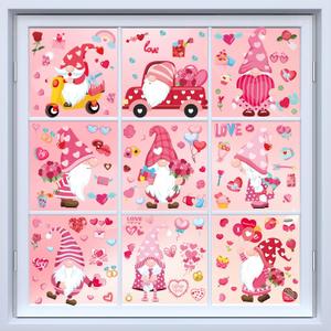 2 x AOWDIAO Valentines Day Decorations 107 Pcs Valentines Window Clings Double Sided Holiday Window Stickers Decor