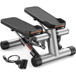 Sportsroyals Stair Stepper for Exercise, Mini Steppers with Resistance Band, Hydraulic Fitness Stepper Exercise Home Workout Equipment for Full Body Workout, 330lbs Weight Capacity