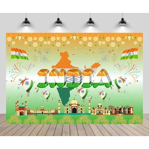 7x5ft India Day Backdrop Indian National Flag India Traditional Symbols 15th August Independence Day Historical Landmark Background Indian Theme Party Decorations Photo Studio Props (B1-3855)
