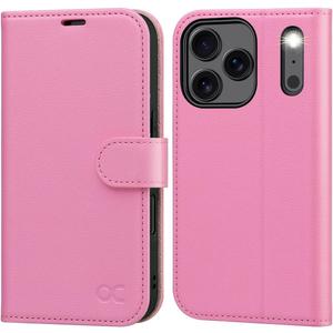 OCASE Compatible with iPhone 17 Pro Wallet Case, PU Leather Flip Folio Case with Card Holders RFID Blocking Kickstand [Shockproof TPU Inner Shell] Phone Cover 6.3 Inch 2025, Pink