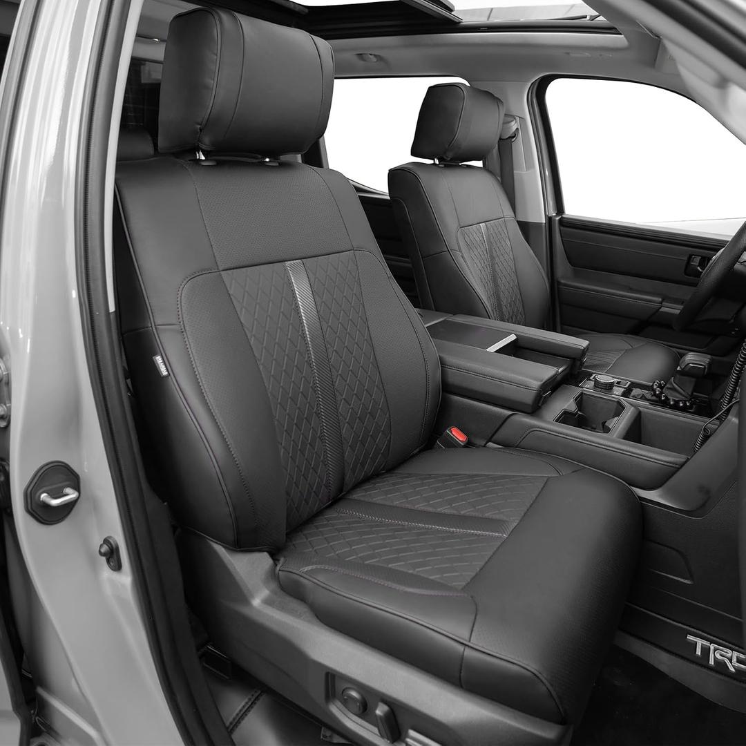 Fit For Toyota Tundra Crewmax Cab & Double Cab 2022-2026 Custom Seat Covers,Full Covered Faux Leather Waterproof Seat Covers For Trucks,Fit For Limited,Platnium,1794,Edition,Trd Pro,Capstone-Black