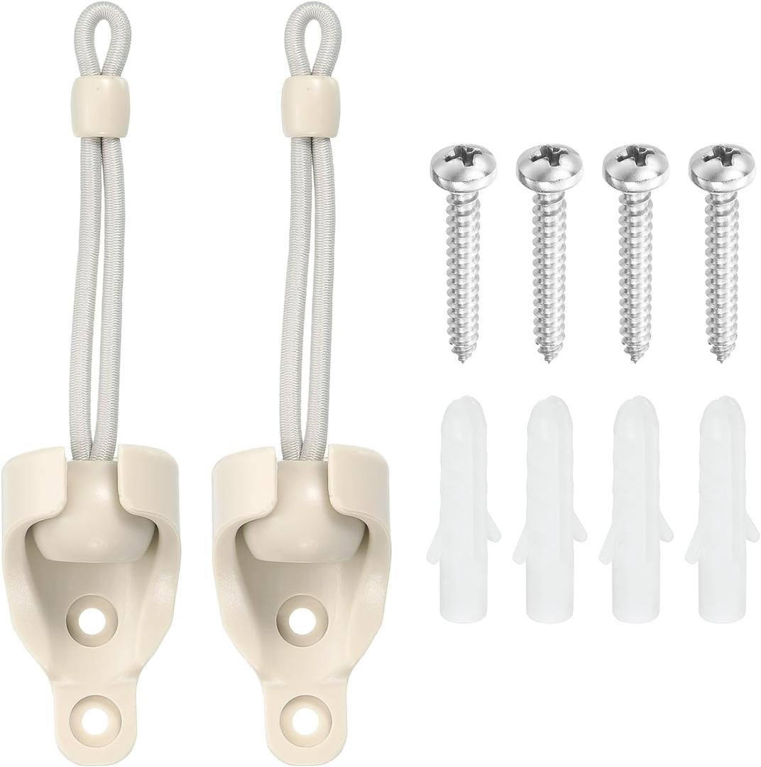 uxcell 2Set Universal Sun Shade Replacement Parts, Bungee Tie Downs with Bungee Receivers Brackets for Exterior Roller Shade, Outdoor Indoor Roller Up Blinds, Beige