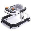 5-in-1 Baby Walker with Wheels Foldable Height-Adjustable Walker for Baby Boy 6-12 Months with Feeding Tray Multi-Functional Activity Center Battery-Free Function (Black)