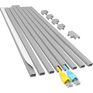 Yecaye Cord Hider, 113in Grey Cord Covers for Wires on Wall, One-Cord Cord Organizer, Easy Install Cable Management Kit, Wire Cover Home Office, W0.59in H0.4in, Grey (Small)