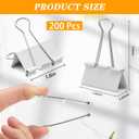Jetec 200 Pcs 1.6in/41mm Metal White Binder Clips Bulk Medium Reusable Fold Back Binder Clips Paper Clamps Spring Steel Sturdy for Home School Office Supplies