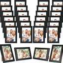 Macarrie Set of 30 Picture Frame Display Pictures with Mat Wall Mounting Photo Frames Bulk 4 x 6 Simple Multi Picture Frames for Wall or Tabletop Collage Kitchen Display (Black)