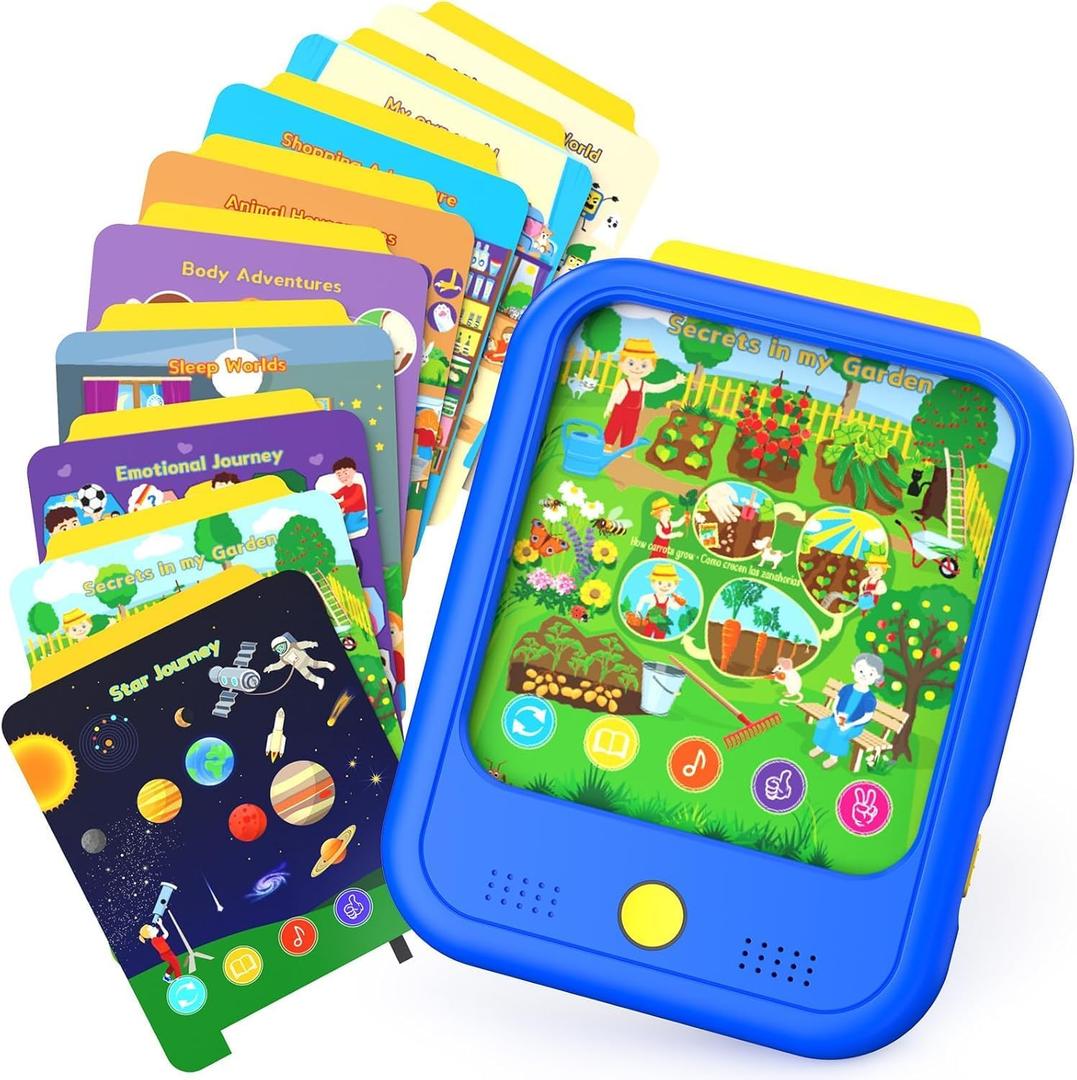 Kids Learning Tablet Educational Learning Pad for Toddlers 2-5 to Learn Alphabets, Numbers, Foods, Time, Music, Talking Cards for ToddlersLearning Educational Toy Kids Gifts, Upgrade Imagination Series -(20 Themes Blue)