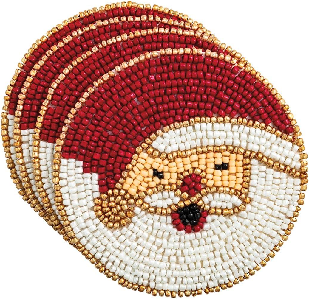 Mud Pie Christmas Santa Beaded Coaster Set