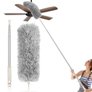 Azun Dusters for Cleaning, Ceiling Fan Cleaner Duster with Extension Pole 30"– 96", Reusable Microfiber Duster for High Ceilings, Walls, Blinds, Cobwebs, Furniture, Indoor & Outdoor Use