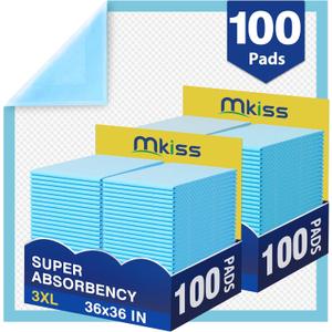 MKISS Bed Pads Disposable 36" x 36" (100 Counts), Large Incontinence Underpads Leakproof Quick Drying Max Absorbent Disposable Pee Pads for Adults, Baby, Puppy, Children, Elderly
