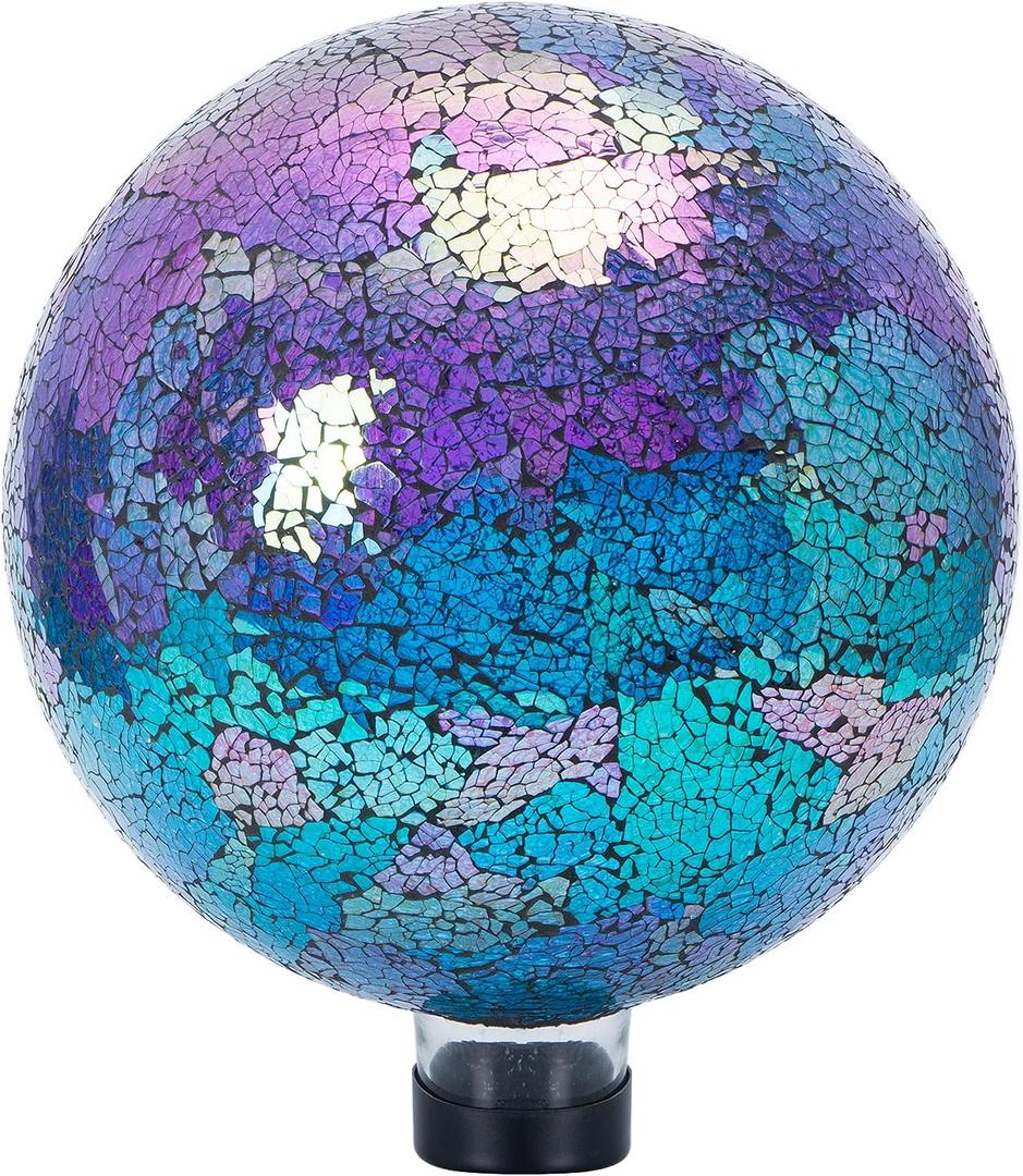 VCUTEKA Gazing Ball, Glass Mosaic Gazing Balls Sphere for Garden Lawn Outdoor Ornament Yard Decorative, 10-Inch, Purple