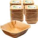 ECODECO Palm Leaf Square Bowls - 100 Natural 5-Inch Disposable Like Bamboo Party Plates