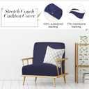Newwiee Set of 4 Stretch Patio Cushion Covers Sofa Couch Seat Chair Slipcovers Cushion Cover Replacement Furniture Protector for Pets Washable(Navy Blue,Seat Cover,Solid)