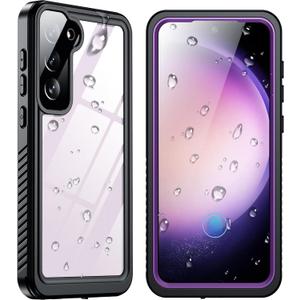 SPIDERCASE Designed for Samsung Galaxy S23 Case Waterproof,Built-in Screen & Camera Lens Protector[IP68 Underwater][Military Grade Shockproof] Full Body Protection Phone Case,Purple/Clear