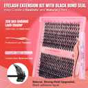 Lash Clusters Kit - 320PCS DIY Lash Extension Kit with Eyelash Clusters, 30D-40D Individual Lashes, Lash Bond and Seal, Tweezers, Liquid Eyeliner for At-Home Use (30-40D,0.07D, 9-16mm,Kit)