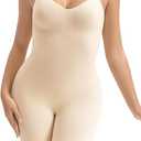 Bodysuit Shapewear for Women Seamless Body Shaper Tummy Control Snatched Waist Butt Lifter Sculpting Full Body Suit (Large-X-Large, Black Mid Thigh)