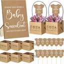 121 Pcs Baby Shower Favors for Guests 2.2" Succulents Wrap Bags Include 1 Sign 60 Tags 60 Wraps Baby Shower Succulents Favors for Guest Gift Not Include Plants(Rustic)