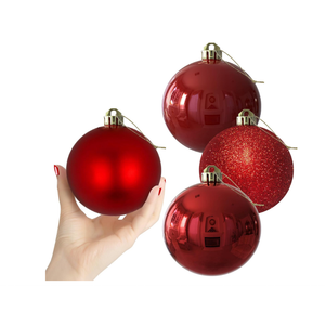 Red 4.0" Large Christmas Balls - Christmas Tree Decoration Ornaments Shatterproof Hanging Balls for Birthday Halloween Holiday Wedding Decorations Set of 4pcs