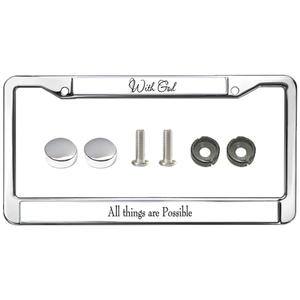 Christian License Plate Frame with God All Things are Possible Religious Jesus License Plate Holder 2 Holes for Auto Car SUVs Trucks