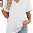 WIHOLL Womens Summer Tops Short Sleeve Basic Casual V Neck T Shirts Trendy Fashion 2026 (White, XL)