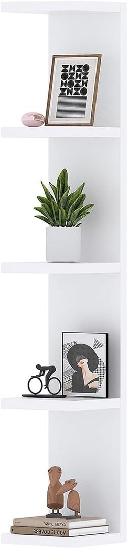 5 Tier White Lack Wall Shelf - Multi-Functional Display Organizer for Anime Figures, Funko Pop, Plants, Makeup & Books (7.1" x 5.5" x 30.7")  Space-Saving Floating Shelf for Home & Office