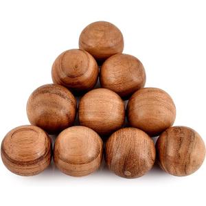 Acacia Wood Decorative Ball Set of 10 for Centerpiece or Individual Use Ideal for Use in Tray Bowl or Basket Décor (2" x 2" x 2")