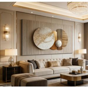 ONEOLTN Large 3D Texture Gold Geometry Canvas Wall Art for Living Room Modern Luxury Abstract Geometric Paintings Minimalist Aesthetic Square Circle Artwork Pictures Bedroom Office Decor 20X 40