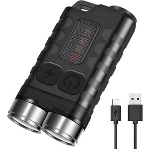 BORUIT V3 Small Powerful EDC Flashlight with Red UV Blue Light,High Lumens 900LM USB-C Rechargeable Mini Pocket Keychain Flashlight-12 Modes,IP65 Waterproof,Tail Magnet(Black)