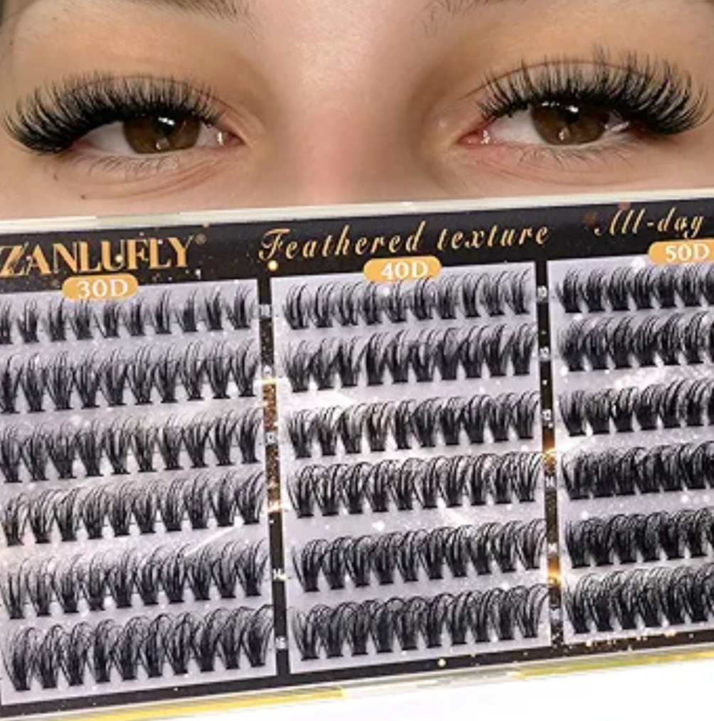 Lash Clusters Wispy Cluster Eyelash Extensions 30D 40D 50D 10-16mm Hybrid Eyelash Clusters Natural Volume Lash Extension 180pcs DIY Individual Lashes D Curly Thin Band Cluster Lashes by ZANLUFLY