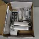 New Upgrade Mechanical Door Lock with Handle,Mechanical Push Button Lever Lock,Stainless Steel Mechanical Keyless Entry Door Lock with Key,Upgrade Adjustable Deadlatch 2-3/8'' and 2-3/4'' (Silver)