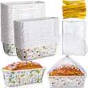 Hushee 50 Sets Wildflower Paper Loaf Pans with Bags & Ties, 6.3x2.2x2.2" Disposable Mini Bread Baking Molds, Colorful Floral Spring Cake Liners for Mother's Day Easter Garden Party Gifts