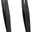 2-Pack Tweezers for Eyebrows, Facial Hair, Ingrown Hair Removal, Slant and Point Tip Tweezer Set for Women and Men, Professional Stainless Steel Precision Eyebrow Plucking Grooming with Case - Black