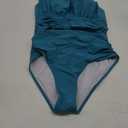 AI'MAGE Women's One Piece Swimsuit Tummy Control Halter Ruched Deep V Neck Bathing Suits M