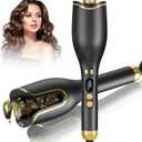 Automatic Curling Iron, Hair Curler 1" Large Slot, 4 Temperature Settings, 12s-19s Timers, Dual Voltage, Anti-Scald, Anti-Tangle, Auto Shut-Off, LCD Display, Fast Heating Easy for Use, Black