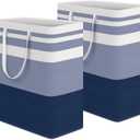 HomeHacks 2-Pack Large Laundry Basket, Waterproof, Freestanding Laundry Hamper, Collapsible Tall Clothes Hamper with Extended Handles for Clothes Toys in the Dorm and Family (Blue, 100L)