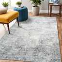 Washable 3x5 Abstract Area Rug - Large Living Room Area Rugs Modern Stain Resistant Indoor mat for Bedroom Dining Room Non Slip Rubber Backing Thin Super Soft Room Decor Floor Carpet 3X5 Grey