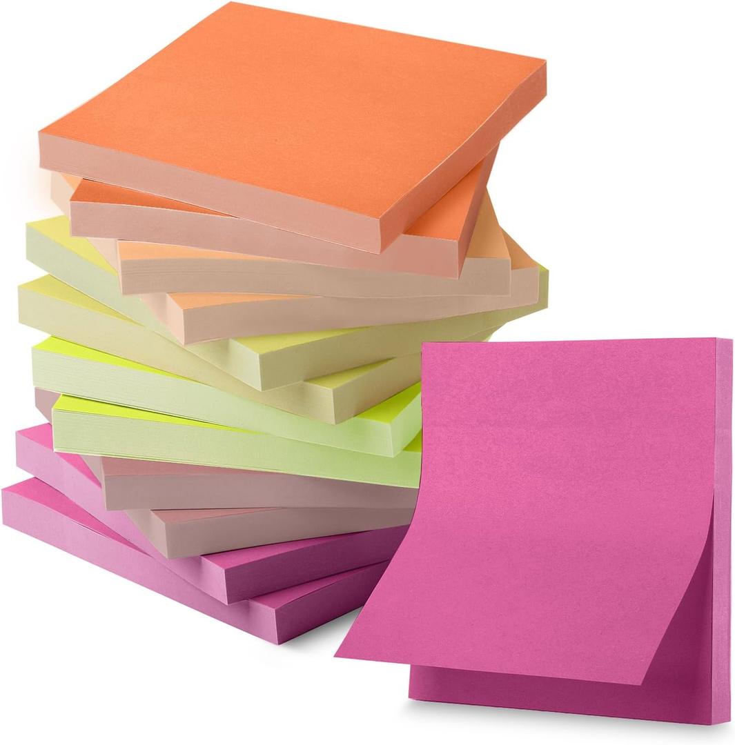 Mr. Pen- Sticky Notes, 3x3, 12 Pads, 600 Sheets, Colorful Sticky Notes 3x3