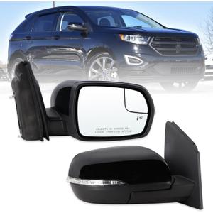 Right Passenger Side Mirror Compatible With 2015-2024 Ford Edge With Manual Folding Power Glass Heated Turn Signal Puddle Light Mirror Memory Black Replace#JT4Z-17682-DB(11Pins)