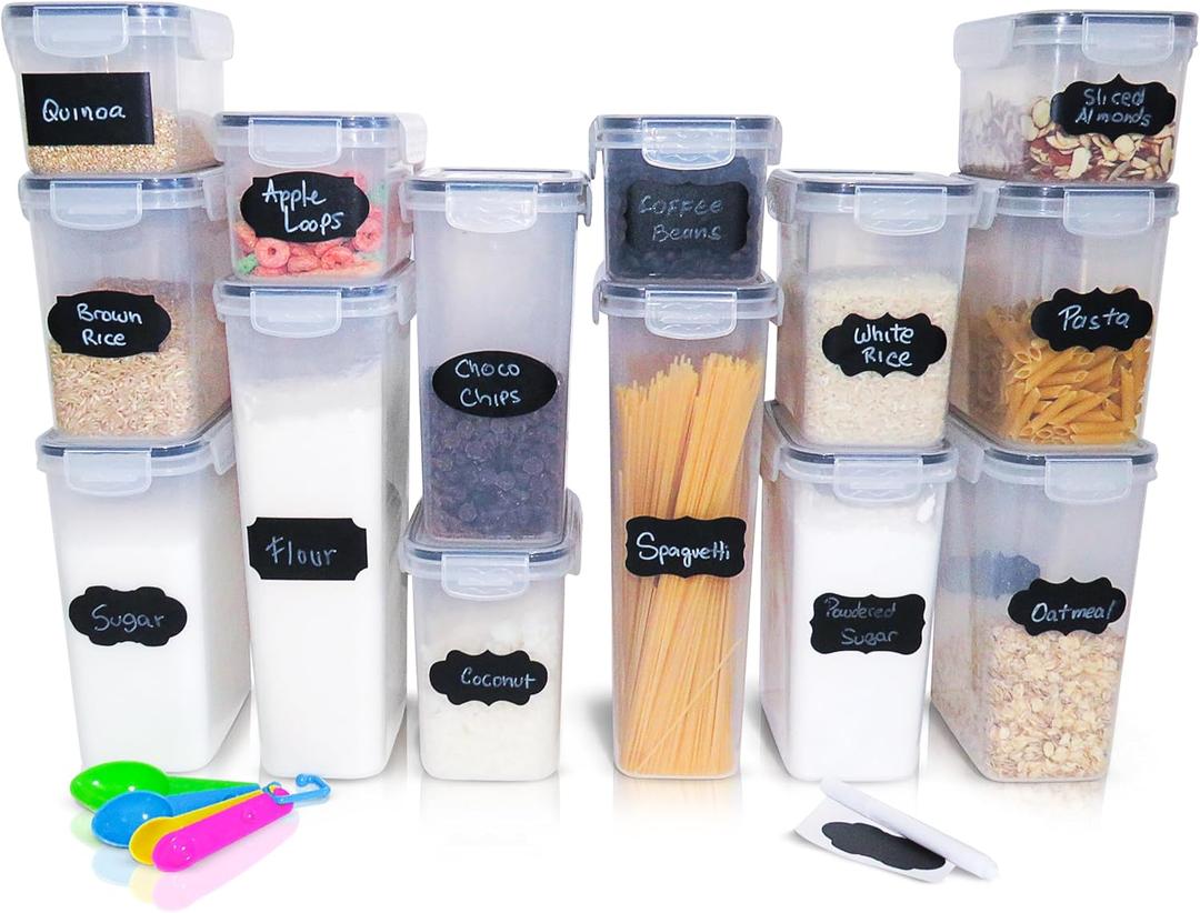 Kitchen Pantry Organizers and Storage - Airtight Food Storage Container Set, 14 Pcs BPA Free Plastic Dry Food Canisters for Kitchen Pantry Organization and Storage Ideal for Cereal, Flour & Sugar, 2,8L 1Pcs size 11,6L" inch,  2,8L 4Pcs size 8,1L" inc