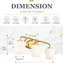 Brushed Gold Bathroom Vanity Light, Farmhouse Brass Sconces Wall Lighting with Milk White Glass, 3-Light Bathroom Light Fixture Over Mirror, AD-22004-3W-GD