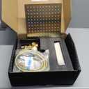 Gold Shower System, 10'' Square Rainfall Shower Head with Handheld Combo Spray, Bathroom Brushed Gold Shower Faucet Set with Valve, 59'' Shower Hose, Shower Trim Kit and Diverter, Wall Mounted