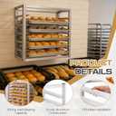 Blulu 5 Tier Wall Mounted Sheet Bun Pan Rack 21 x 13 x 18 Fits 5 Half Size Sheet Pans Aluminum Baking Tray Racks for Bakeries Restaurants Catering Kitchens
