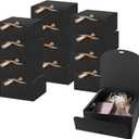 24 PCS Black Gift Boxes with Lids9.8x7.8x3.9, Bridesmaid Proposal Box with Ribbon, Gift Boxes for Wedding, Christmas, Valentine's Day,Birthday,Baby Shower and the other Parties