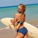 Women's Bikini Set Solid Halter Two Piece Bathing Suit Swimsuit (Blue, S)